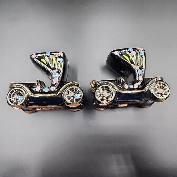 Vintage Red Ware Hand Painted Car Jalopy 3” Salt & Pepper Shakers Japan - Picture 5 of 8